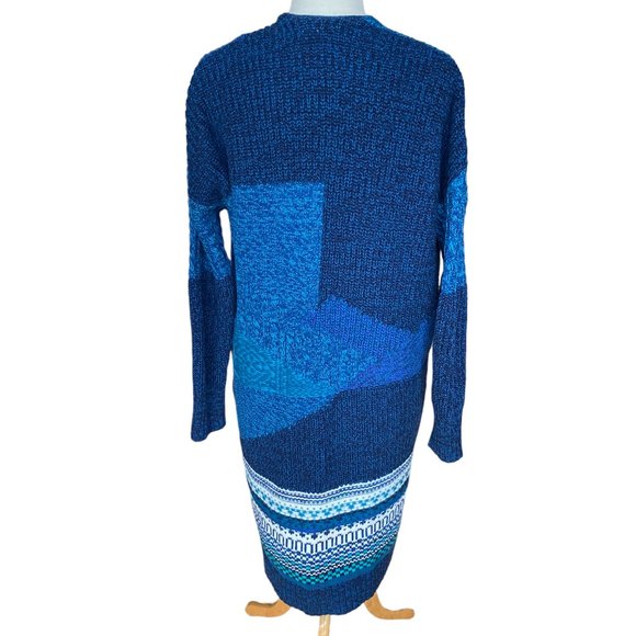 GAP Fair Isle Patchwork Cardigan Colorblock Long Duster Chunky Granny Artsy -M - Picture 9 of 16